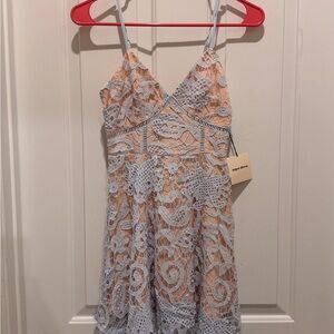 Super down Blue Lace Dress party clubbing